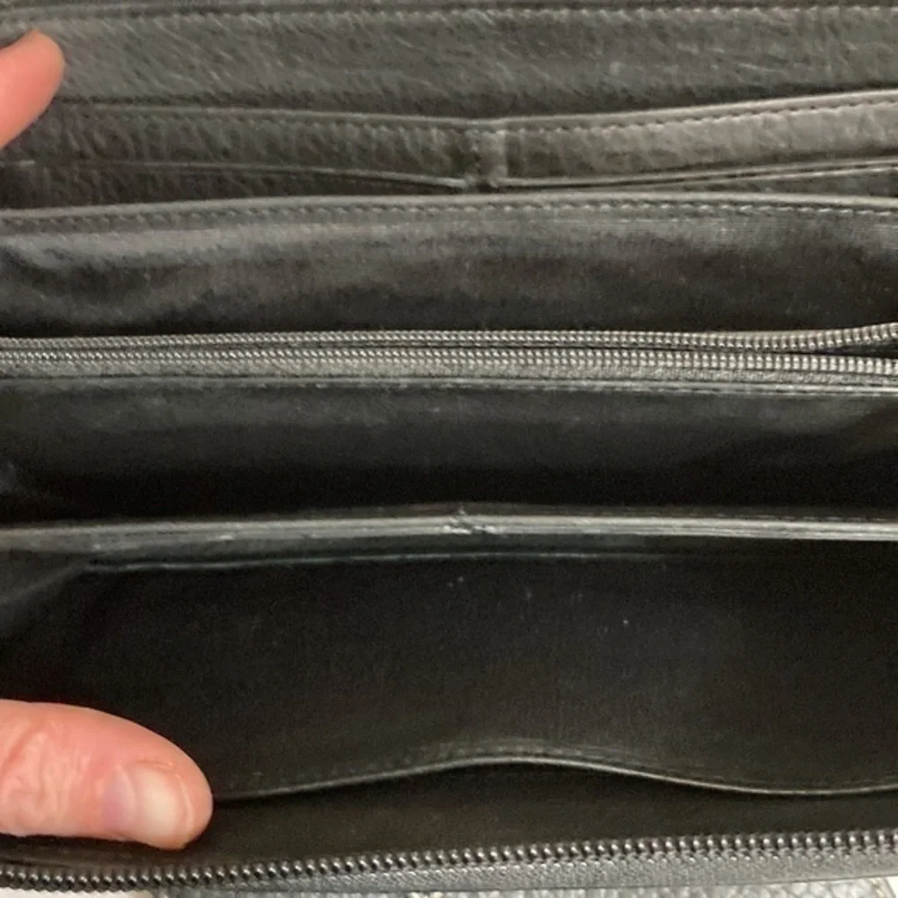 Levenger studded zipper clutch wristlet walker